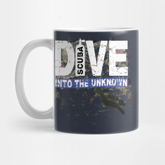 Scuba Diving T Shirt Dive into the Unknown Distressed Tee by norules